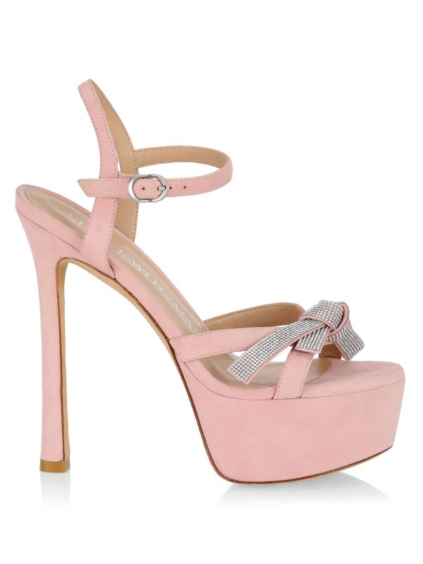 Stuart Weitzman Suede Bow Platform Sandals